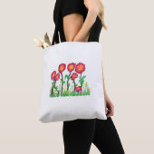 Rode bloemen tote bag (Dichtbij)