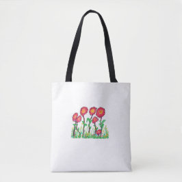 Rode bloemen tote bag