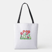 Rode bloemen tote bag (Achterkant)