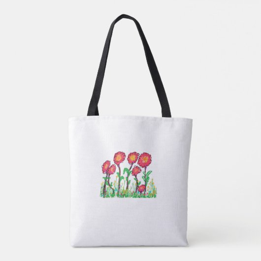 Rode bloemen tote bag (Achterkant)