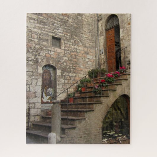 Rode bloemen trap in Assisi - puzzel Legpuzzel (Verticaal)