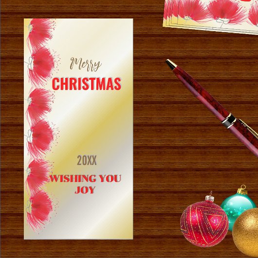 Rode Bloemen Trim Gold Gradient Xmas Kaart