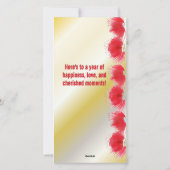 Rode Bloemen Trim Gold Gradient Xmas Kaart (Achterkant)