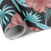 Rode bloemen tropisch naadloos patroon &blauwe bla cadeaupapier (Rol Hoek)