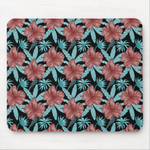 Rode bloemen tropisch naadloos patroon &blauwe bla muismat