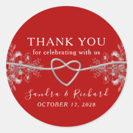 Rode Bloemen Trouwen Dank u gunst Ronde Sticker