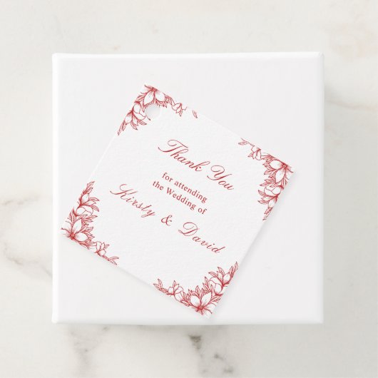 Rode  Bloemen Trouwgunst Labels (In situ)