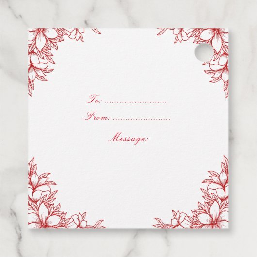 Rode  Bloemen Trouwgunst Labels (Achterkant)