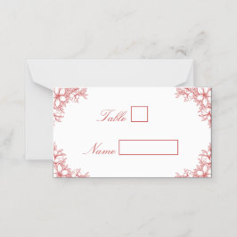 Rode  Bloemen Trouwlocatie Place Card Plaatskaartje