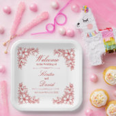 Rode  Bloemen Trouwpapier Borden Papieren Bordje (Feest)