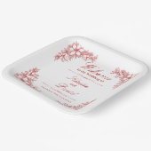 Rode  Bloemen Trouwpapier Borden Papieren Bordje (Gebogen)