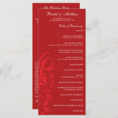 Rode Bloemen Trouwprogramma Programmakaart (Voorkant / Achterkant)