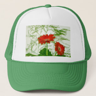 Rode Bloemen Trucker Pet