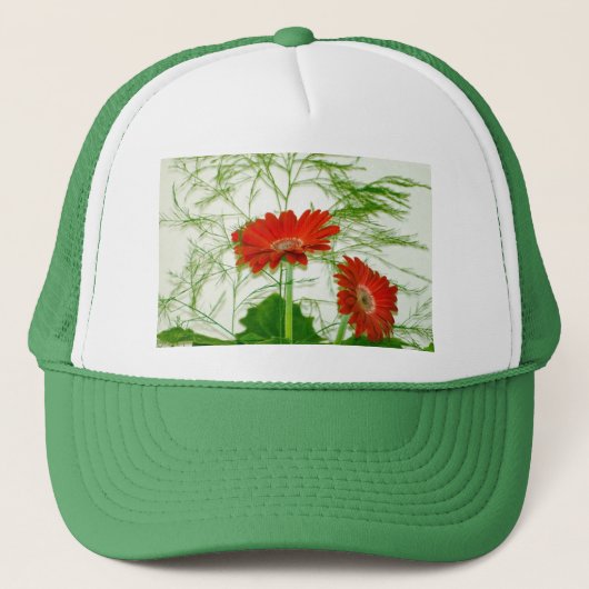 Rode Bloemen Trucker Pet (Voorkant)