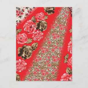 Rode bloemen uitnodiging Elegante vintage vierin Briefkaart