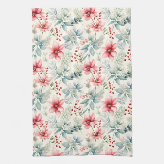 Rode Bloemen Vakantie Keuken Handdoek (Verticaal)