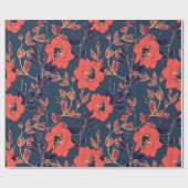 Rode bloemen van rozen en pinda's met bladeren en  cadeaupapier (Vlak)