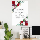 Rode bloemen verwelkomen gebarsten. Boho bruiloft Poster (Thuiskantoor)