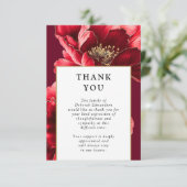 Rode bloemen vieren begrafenis van het leven bedankkaart (Staand voorkant)