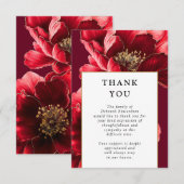 Rode bloemen vieren begrafenis van het leven bedankkaart (Voorkant / Achterkant)