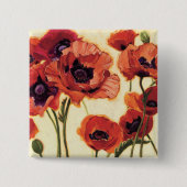 Rode bloemen vierkante button 5,1 cm (Voorkant)