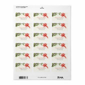 Rode Bloemen Vintage Bruiloft Retouradres Label (Full Sheet)