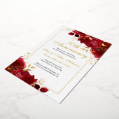 Rode Bloemen Vlinder 50ste bruiloft Jubileum Folie Uitnodiging (Gedraaid)