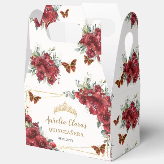 Rode Bloemen Vlinders Quince XV 16 Verjaardagsgeve Bedankdoosjes (Open)