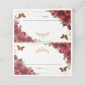 Rode Bloemen Vlinders Quinceañera 16e Verjaardag Plaatskaartje (Buitenkant ongevouwen)