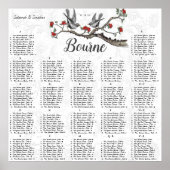 Rode Bloemen  Vogels Receptie Zittabel Poster (Voorkant)