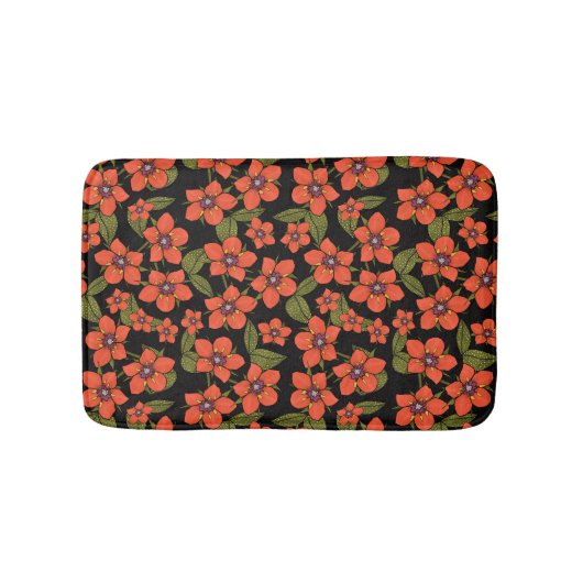 Rode bloemen waterverf badmat (Voorkant)