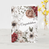 Rode Bloemen Waterverf bruiloft Kaart (Gele Bloem)