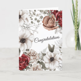 Rode Bloemen Waterverf bruiloft Kaart