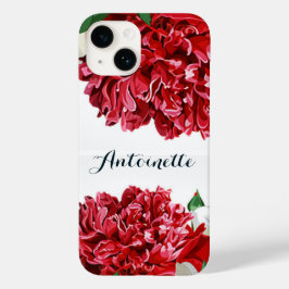Rode Bloemen Waterverf Elegant Personaliseer Case-Mate iPhone 14 Hoesje