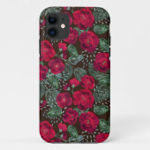 Rode bloemen, waterverf florale patroon. Case-Mate iPhone case (Achterkant)
