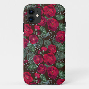 Rode bloemen, waterverf florale patroon. Case-Mate iPhone case