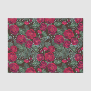 Rode bloemen, waterverf florale patroon. tissuepapier