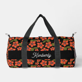 Rode bloemen waterverf monogram plunjezak