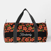Rode bloemen waterverf monogram plunjezak (Achterkant)