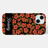 Rode bloemen waterverf naam Case-Mate iPhone case (Achterkant (horizontaal))
