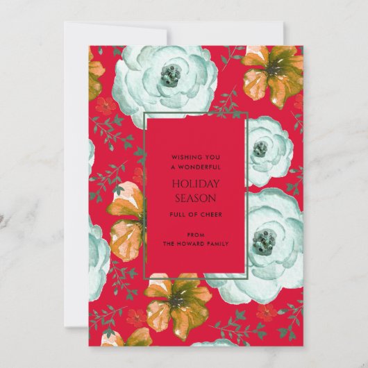 Rode Bloemen Waterverf Rozen Botanische Vakantie K (Voorkant)