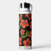 Rode bloemen waterverf waterfles (Achterkant)