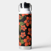 Rode bloemen waterverf waterfles (Voorkant)