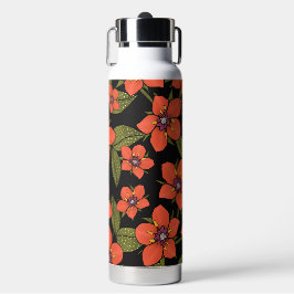 Rode bloemen waterverf waterfles
