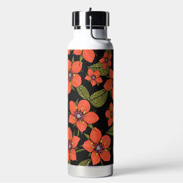 Rode bloemen waterverf waterfles