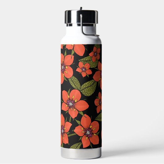 Rode bloemen waterverf waterfles (Links)