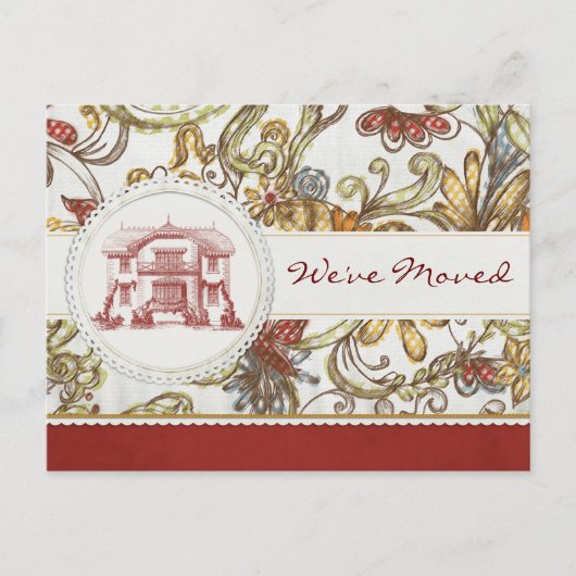 Rode Bloemen We zijn verhuisd Aankondigingskaart (Voorkant)