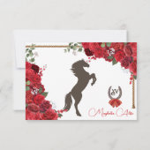 Rode Bloemen Western Charro Quinceañera RSVP Kaartje (Achterkant)