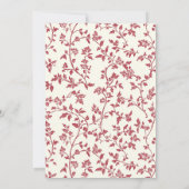 Rode bloemen & wijnranken vintage bruiloft kaart (Achterkant)