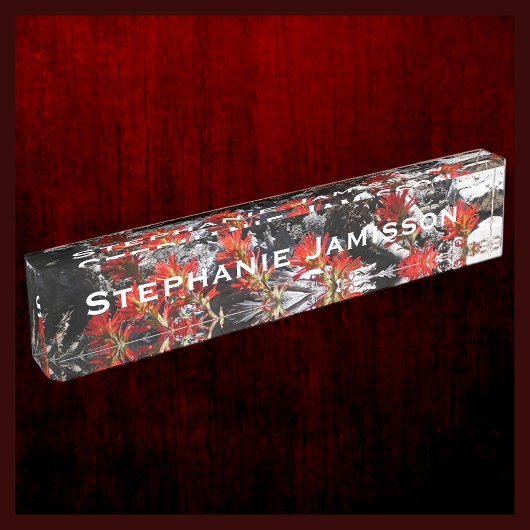 Rode bloemen, Wildbloemen en rotsen, Naam, Acryl Naambordje